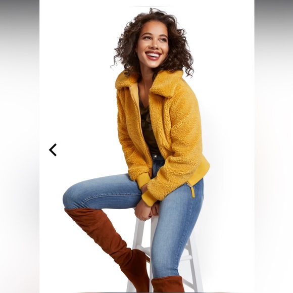 New York & Company Jackets & Blazers - New York & Company Yellow Teddy Bomber Jacket Size XL